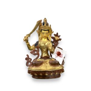 Estatue de Manjushri pintado con agua de oro 22 Cm